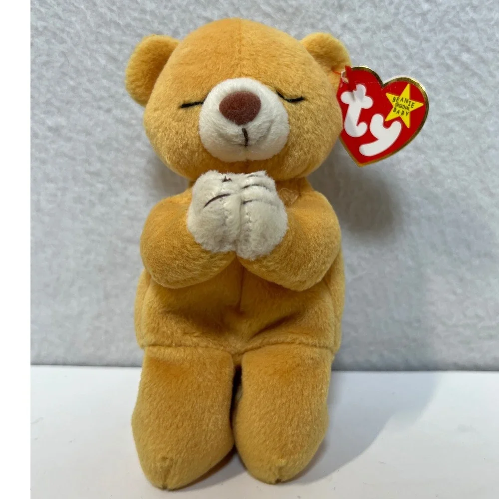 Ty Beanie Baby Hope the Praying Bear 1998 Retired Tan Plush‎ with Tags